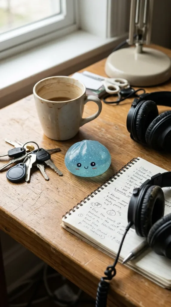 Dumpling Squishy Mystery Glow in the Dark Brokat na biurku
