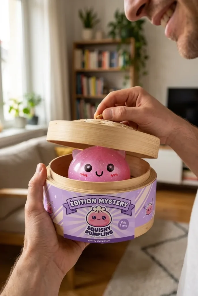 Dumpling Squishy Mystery Mini Jednorożec podczas rozpakowywania