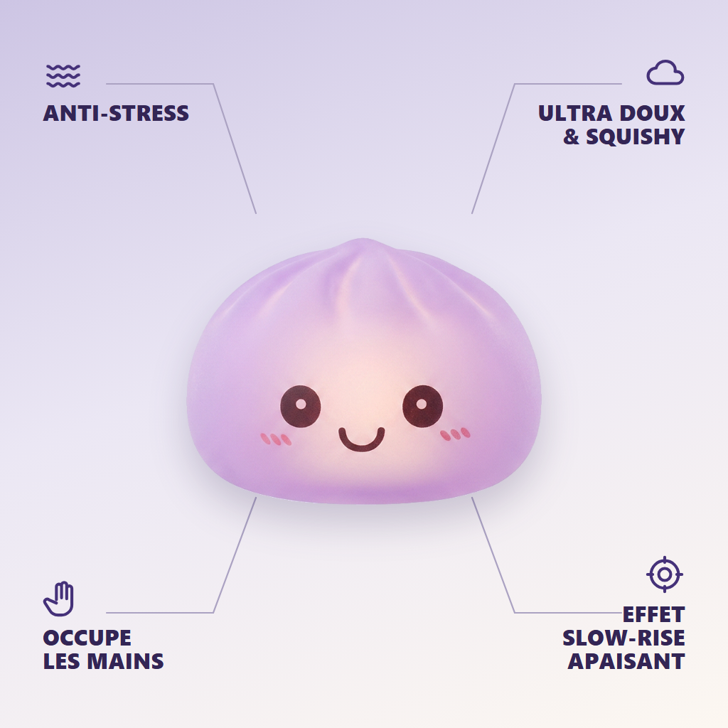 Mystery Squishy Dumpling – Świecąca Lampka Nocna infografika: najważniejsze zalety