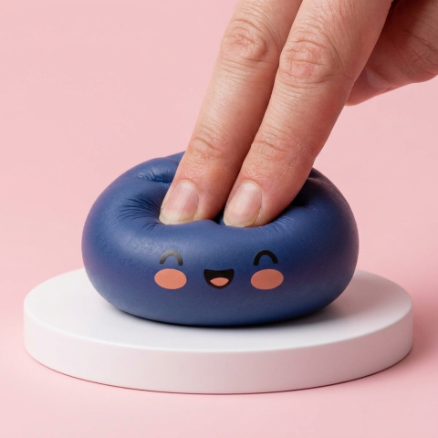 Dumpling Squishy Granatowy Nocna Głębia ściskany w dłoni