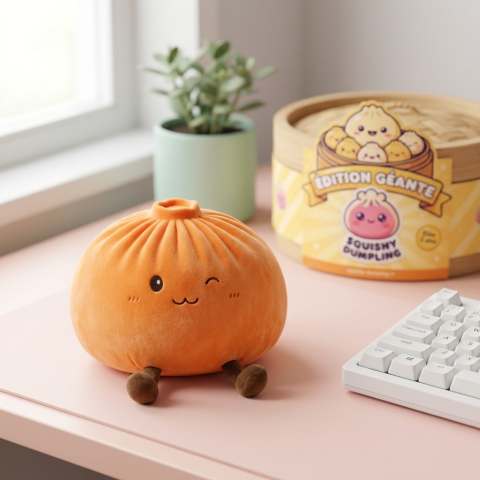 Giant Dumpling Squishy Pomarańczowy XXL w codziennej aranżacji