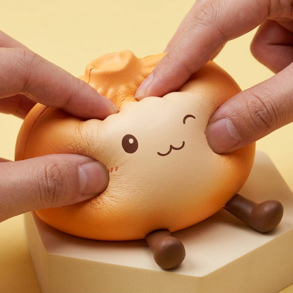 Giant Dumpling Squishy Pomarańczowy XXL efekt slow-rise w akcji