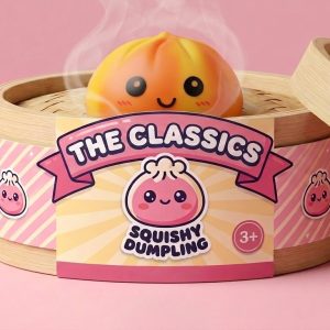 Squishy Dumpling Tie Dye Orange – Pomarańczowy Marmurek w bambusowym koszyku