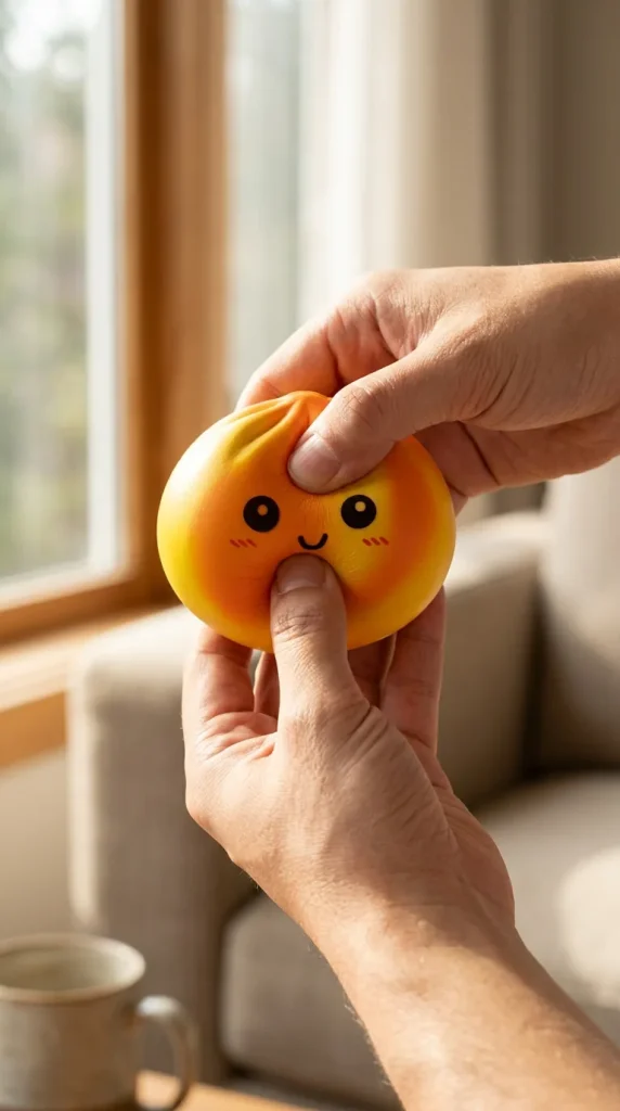Squishy Dumpling Tie Dye Orange – Pomarańczowy Marmurek podczas ściskania