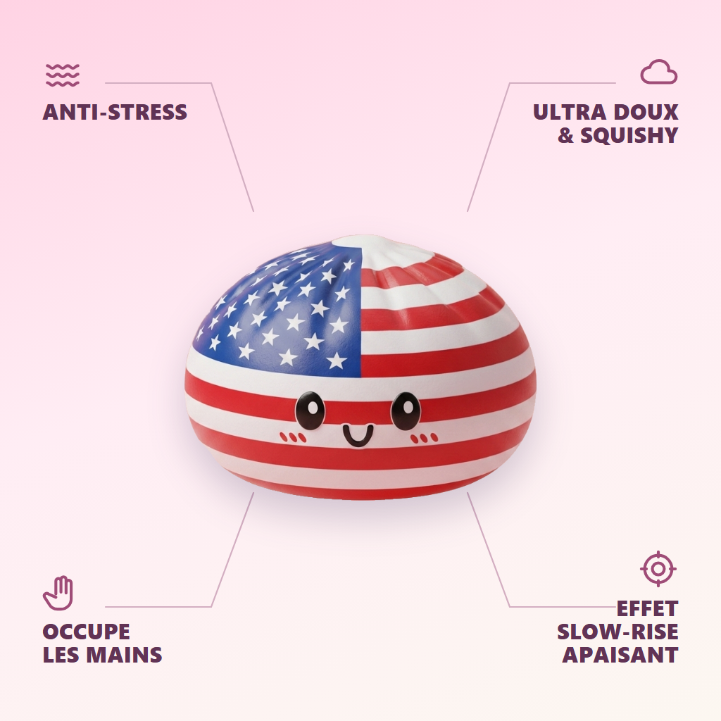 Squishy Dumpling USA Flaga Ameryki infografika: najważniejsze zalety