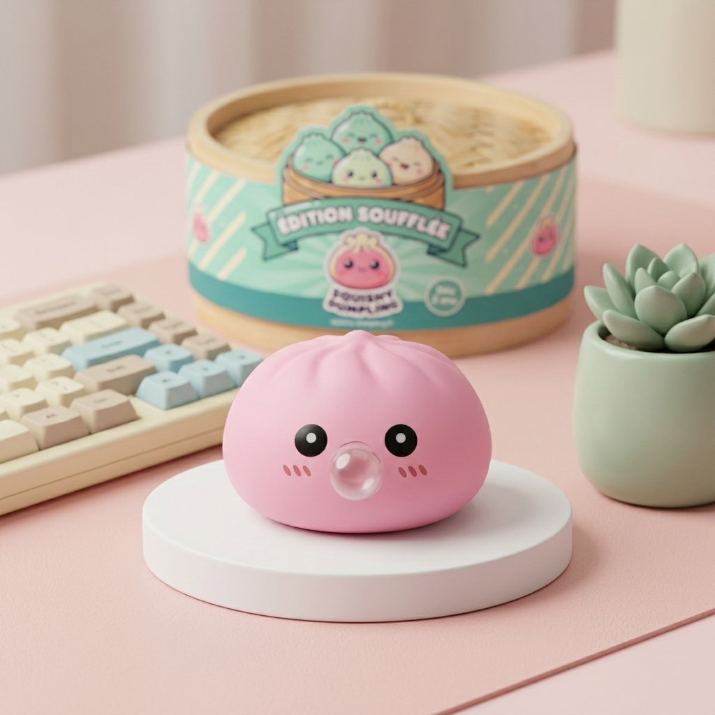 Dumpling Squishy Różowy Pufiasty w codziennej aranżacji
