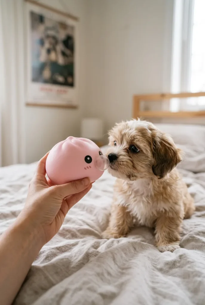 Dumpling Squishy Różowy Pufiasty z pluszakiem