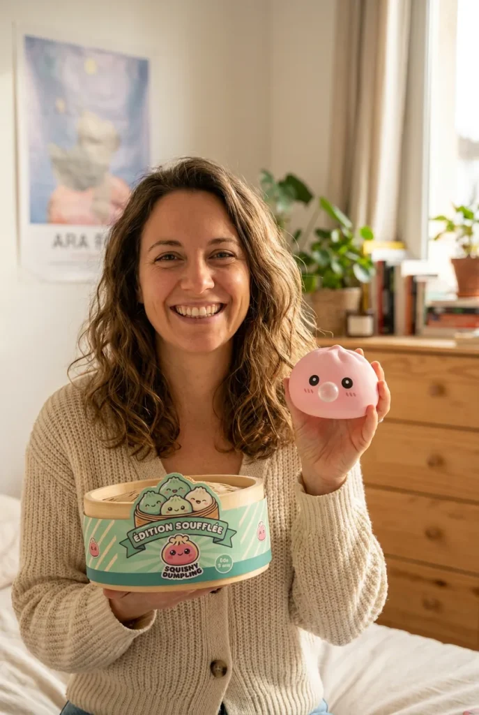 Dumpling Squishy Różowy Pufiasty z pudełkiem
