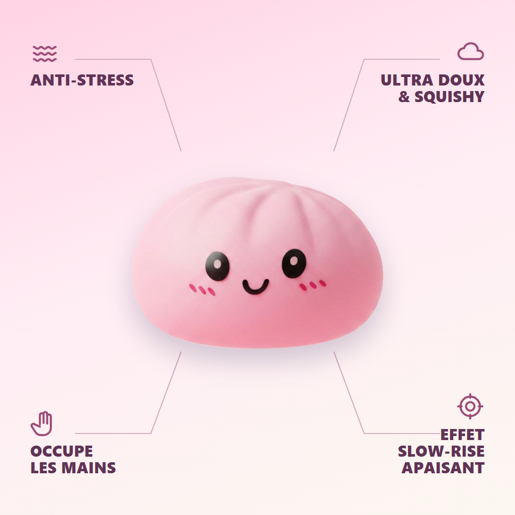 Pink Squishy Dumpling Kwiatowa Słodycz infografika: najważniejsze zalety