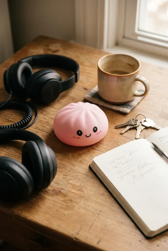 Pink Squishy Dumpling Kwiatowa Słodycz na biurku