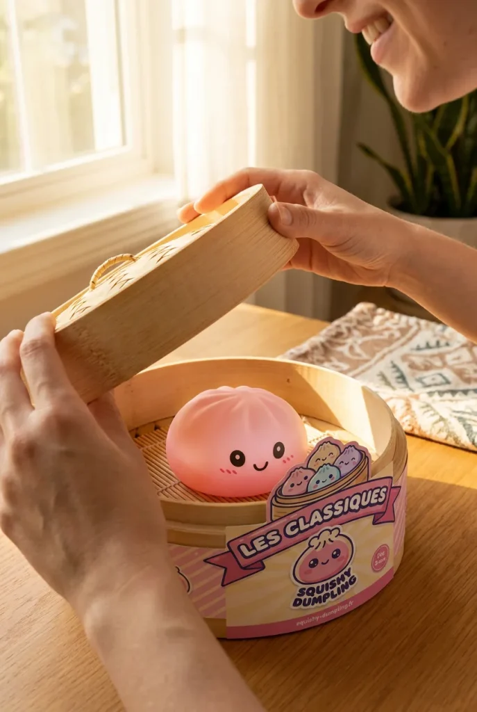 Pink Squishy Dumpling Kwiatowa Słodycz podczas rozpakowywania