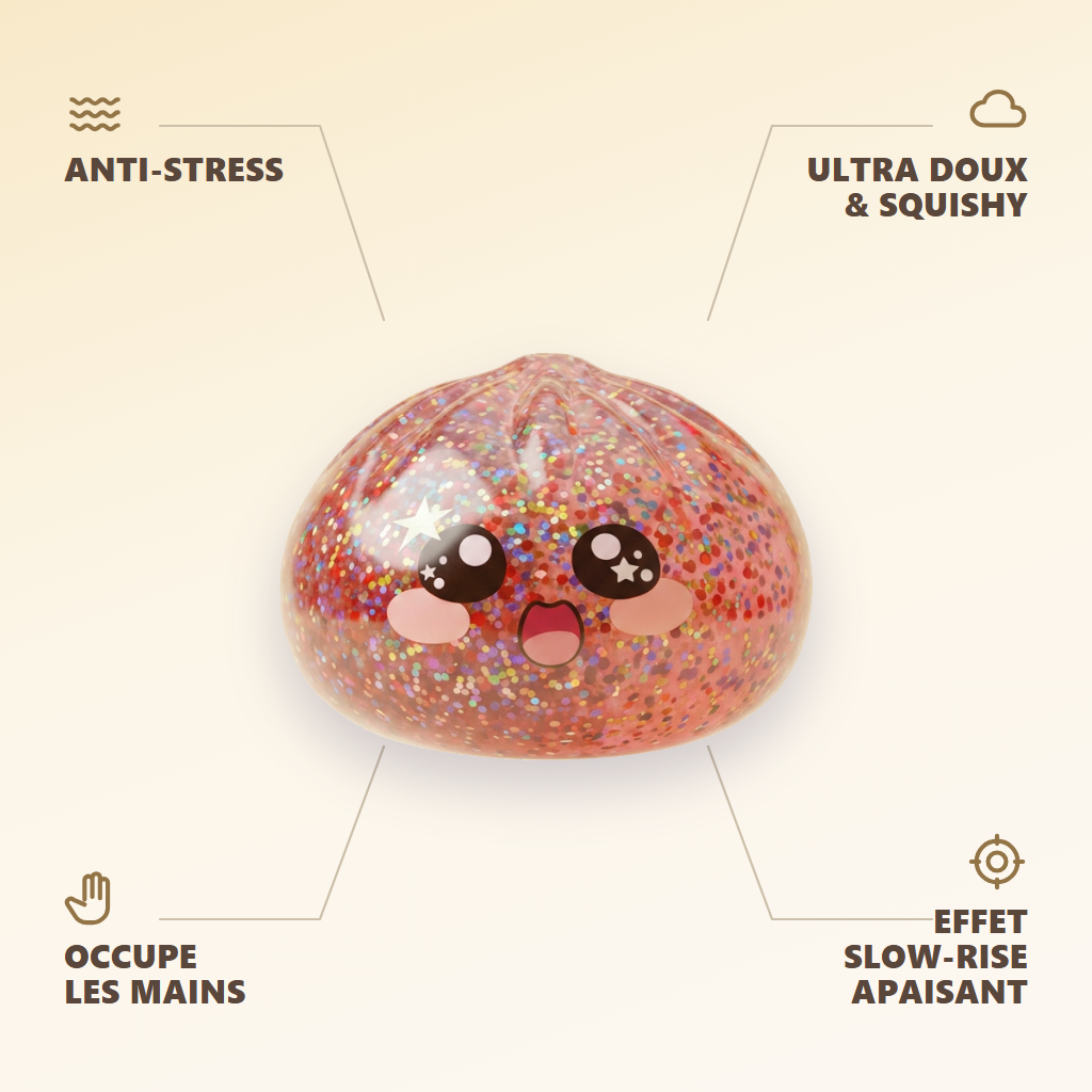 Galaxy Dumpling Squishy Różowa Galaktyka infografika: najważniejsze zalety