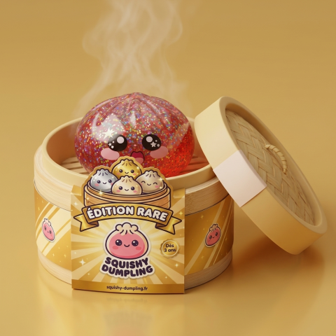 Galaxy Dumpling Squishy Różowa Galaktyka w bambusowym koszyku