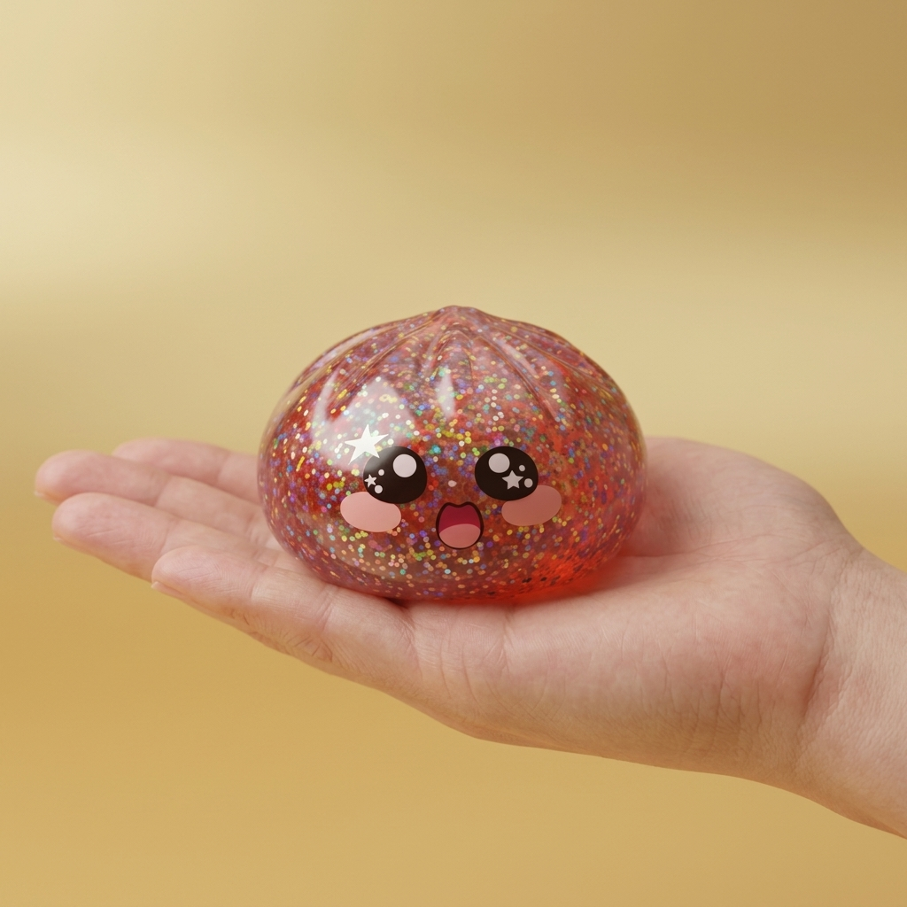 Galaxy Dumpling Squishy Różowa Galaktyka w dłoni — porównanie rozmiaru