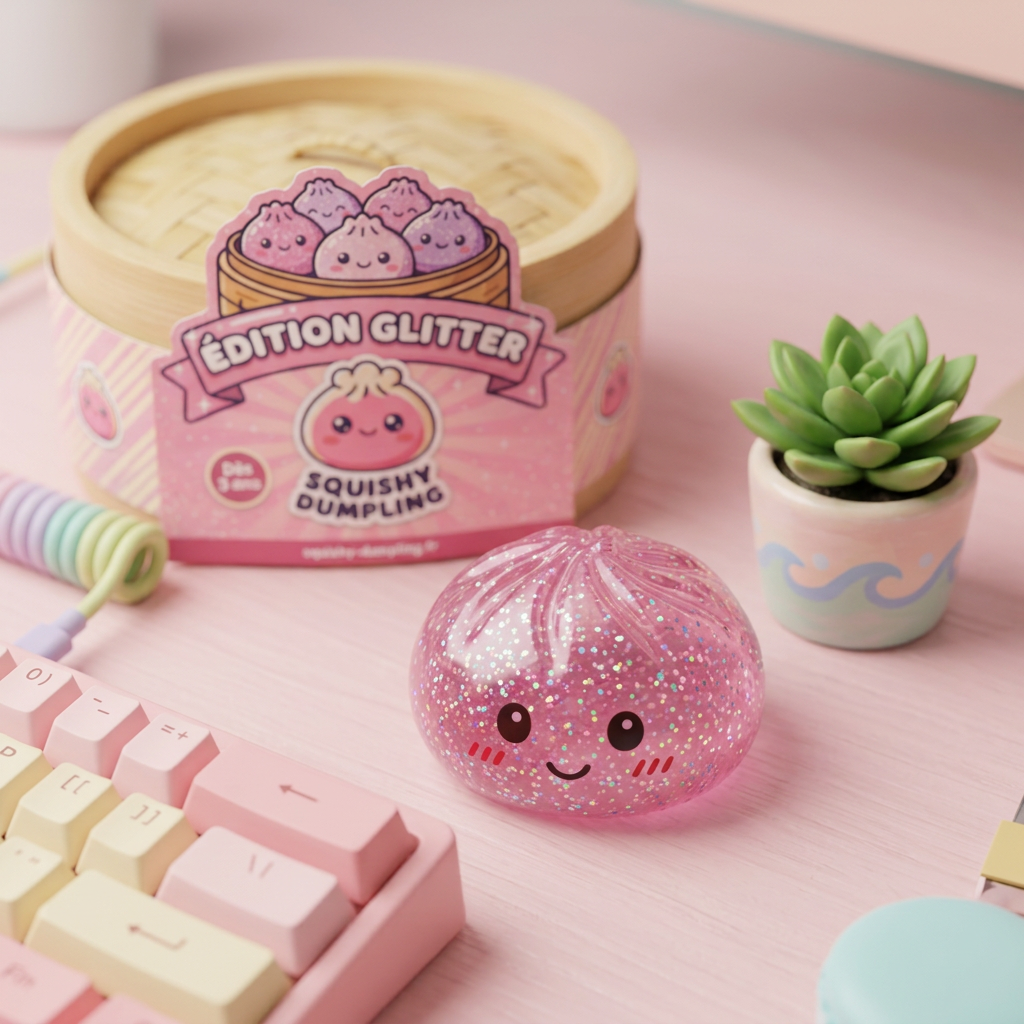 Glitter Dumpling Squishy Róż Kawaii w codziennej aranżacji