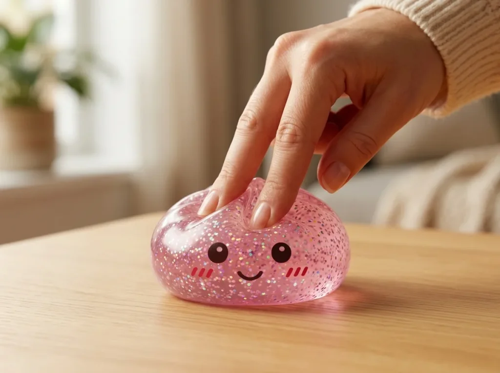 Glitter Dumpling Squishy Róż Kawaii podczas ściskania