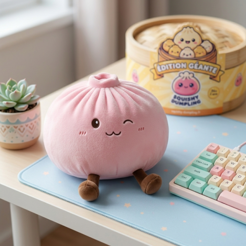 Squishy Dumpling Toy Różowy Gigant w codziennej aranżacji