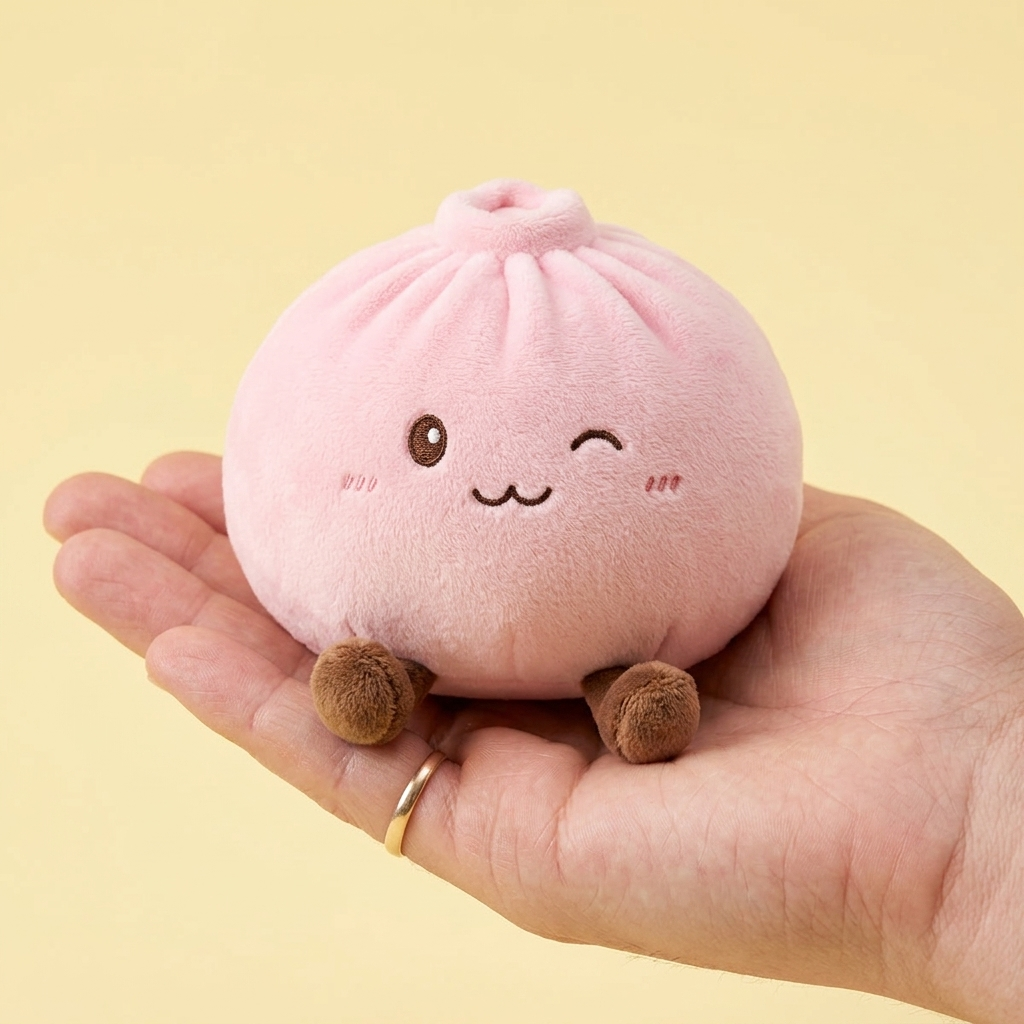 Squishy Dumpling Toy Różowy Gigant w dłoni — porównanie rozmiaru
