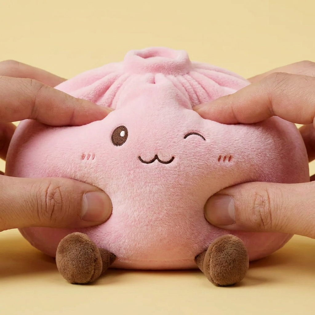 Squishy Dumpling Toy Różowy Gigant efekt slow-rise w akcji