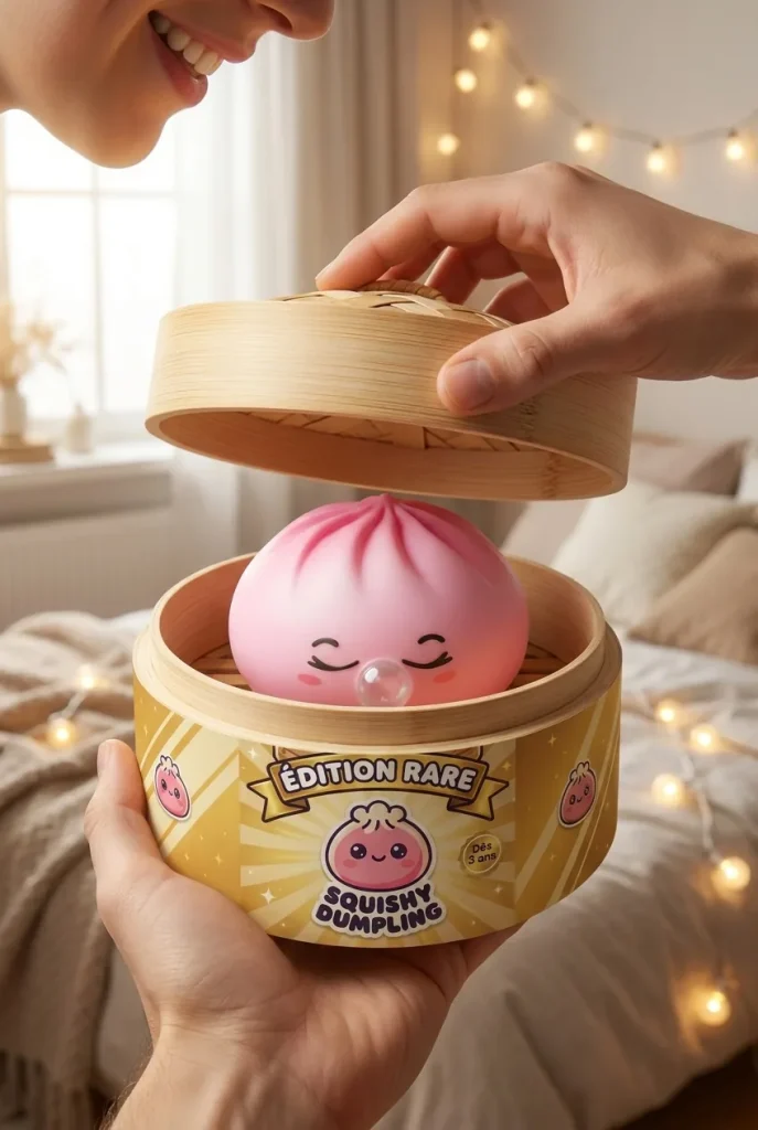 Dumpling Squishy Rose Rare Blow Kolekcjonerski podczas rozpakowywania