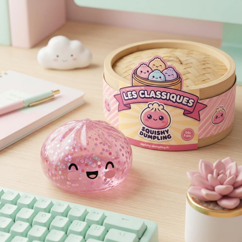Dumpling Squishy Rose Sparkle Guma Balonowa w codziennej aranżacji