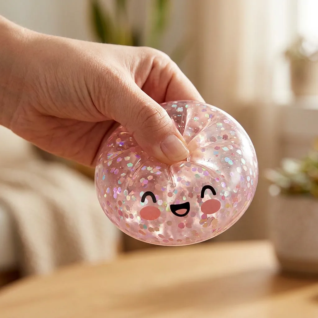 Dumpling Squishy Rose Sparkle Guma Balonowa podczas ściskania