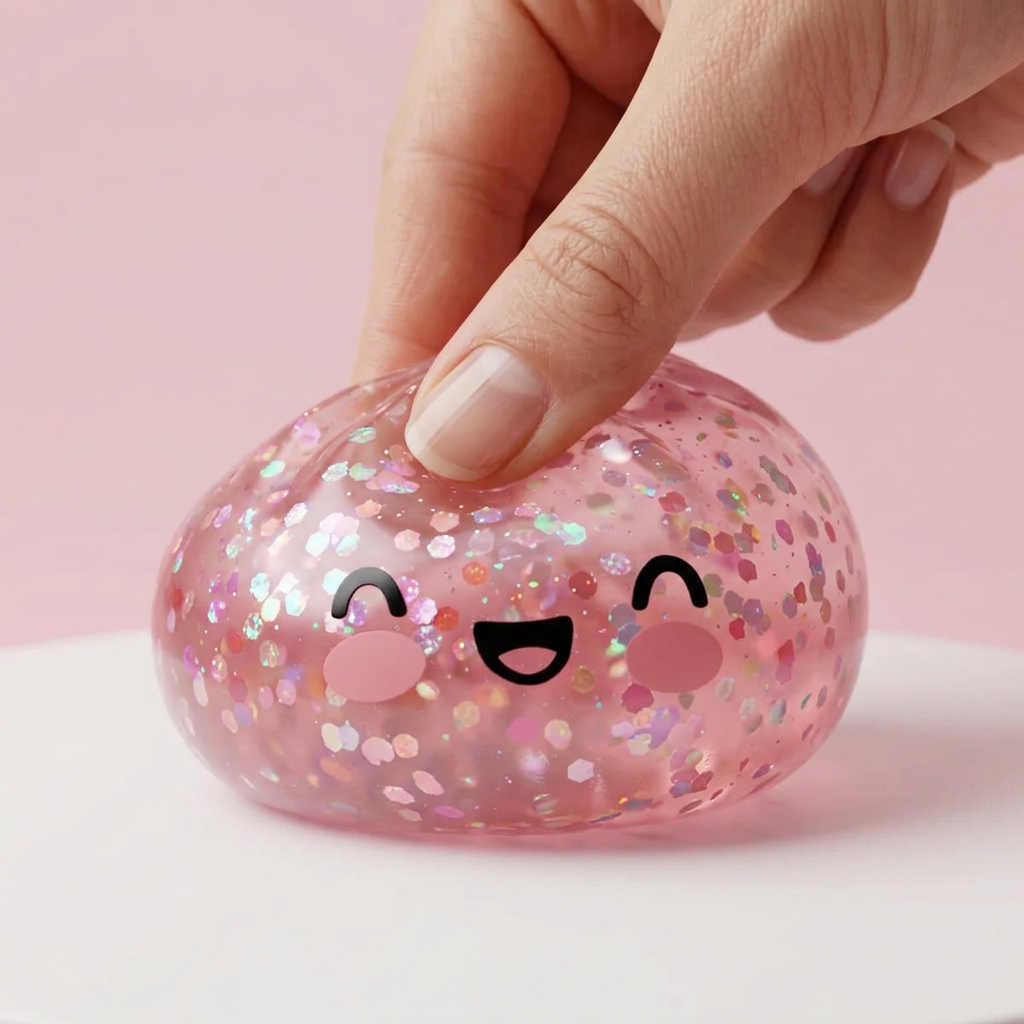 Dumpling Squishy Rose Sparkle Guma Balonowa efekt slow-rise w akcji