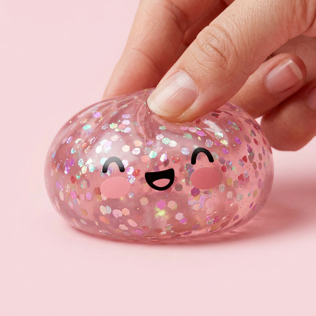 Dumpling Squishy Rose Sparkle Guma Balonowa ściskany w dłoni
