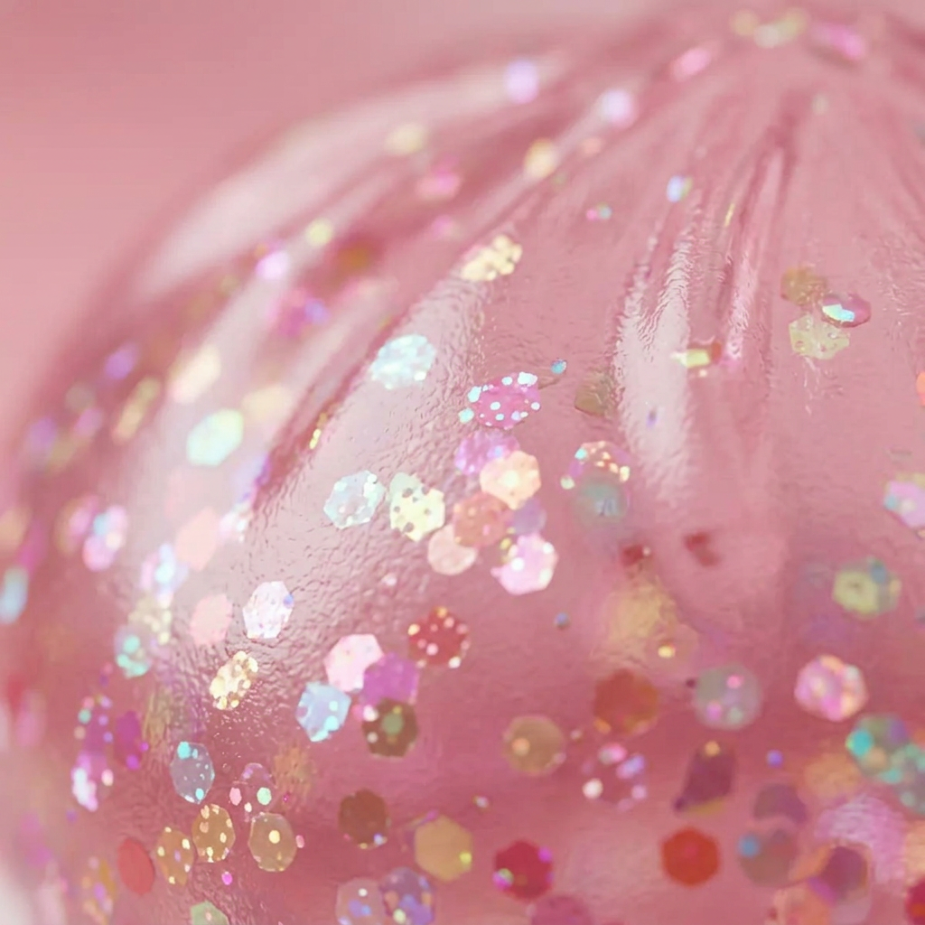 Dumpling Squishy Rose Sparkle Guma Balonowa makro tekstury pianki