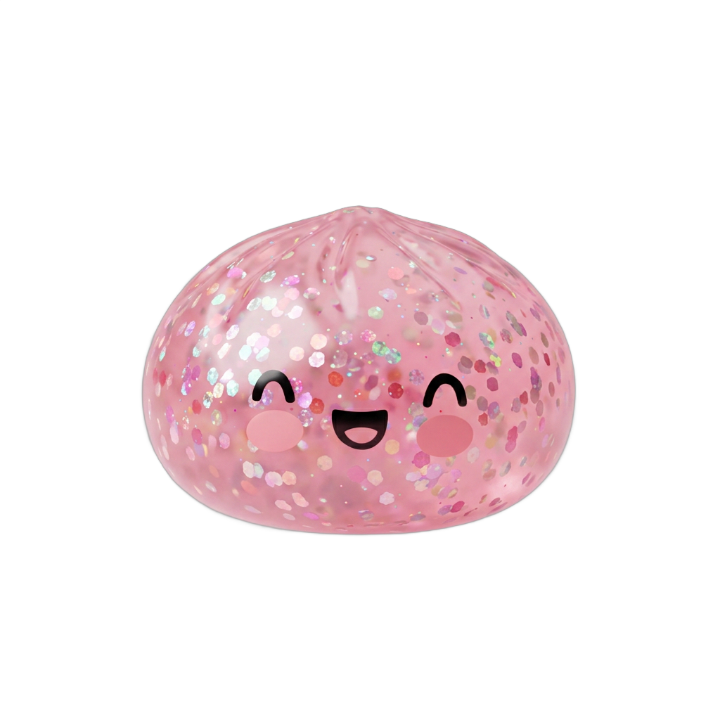 Dumpling Squishy Rose Sparkle Guma Balonowa ściskany w dłoni