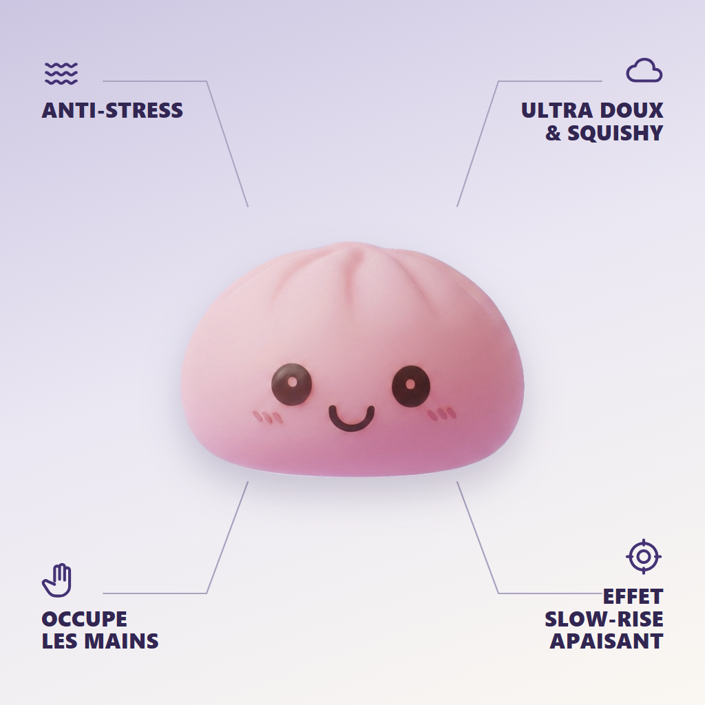 Dumpling Squishy Lampka Nocna Delikatny Róż infografika: najważniejsze zalety