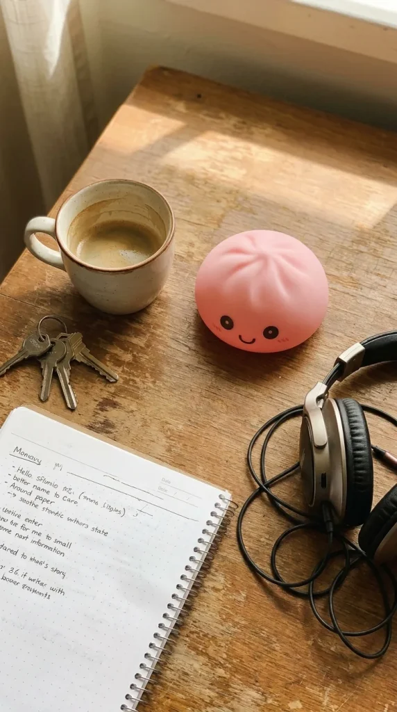 Dumpling Squishy Lampka Nocna Delikatny Róż na biurku
