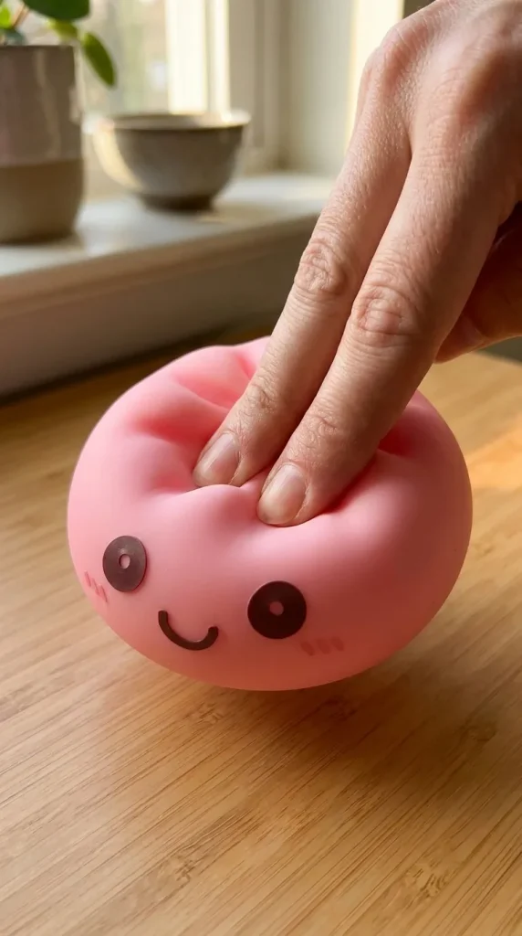 Dumpling Squishy Lampka Nocna Delikatny Róż podczas ściskania