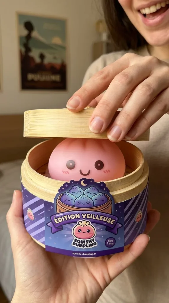 Dumpling Squishy Lampka Nocna Delikatny Róż podczas rozpakowywania