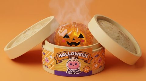 Pumpkin Dumpling Squishy Halloween Dynia w bambusowym koszyku