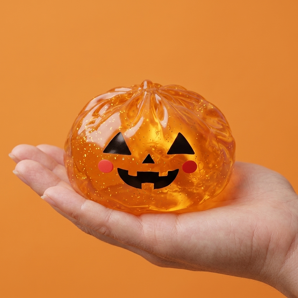 Pumpkin Dumpling Squishy Halloween Dynia w dłoni — porównanie rozmiaru