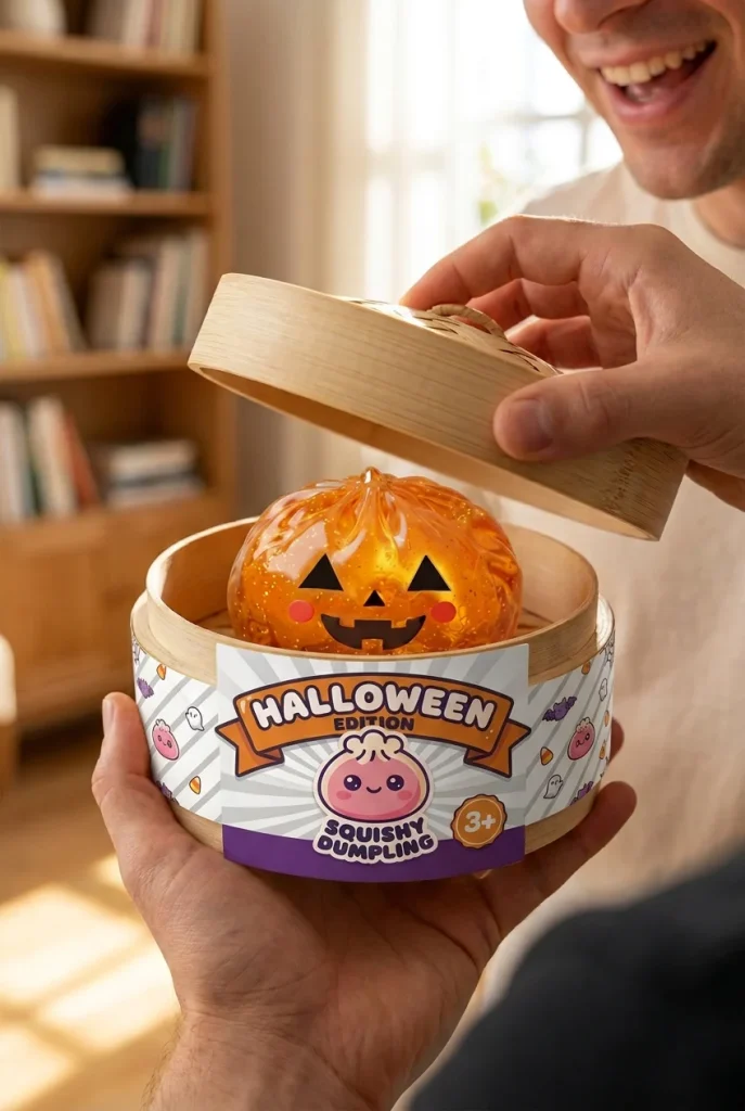 Pumpkin Dumpling Squishy Halloween Dynia podczas rozpakowywania