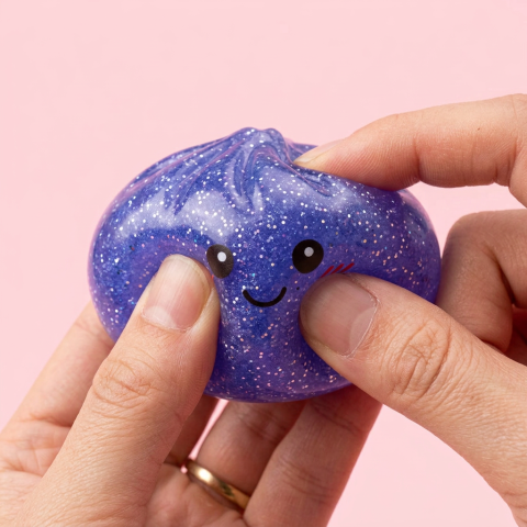 Glitter Dumpling Squishy Fioletowy Sen efekt slow-rise w akcji