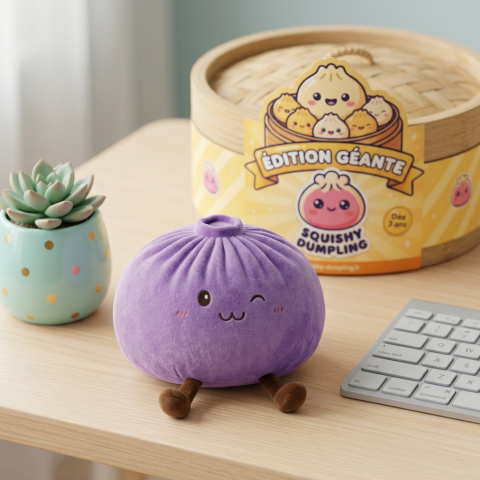 Giant Dumpling Squishy Fioletowy w codziennej aranżacji