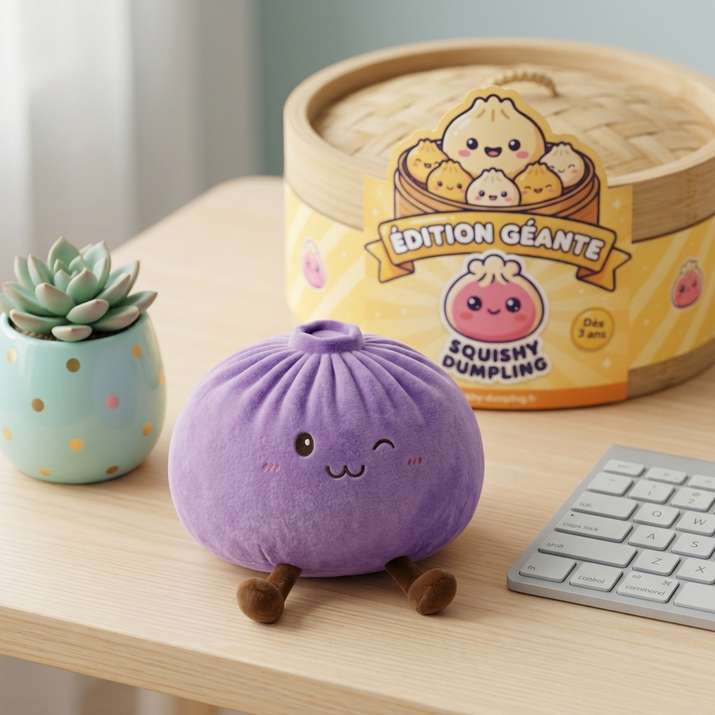 Giant Dumpling Squishy Fioletowy w codziennej aranżacji