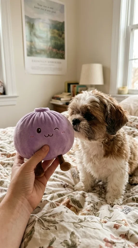 Giant Dumpling Squishy Fioletowy z pluszakiem