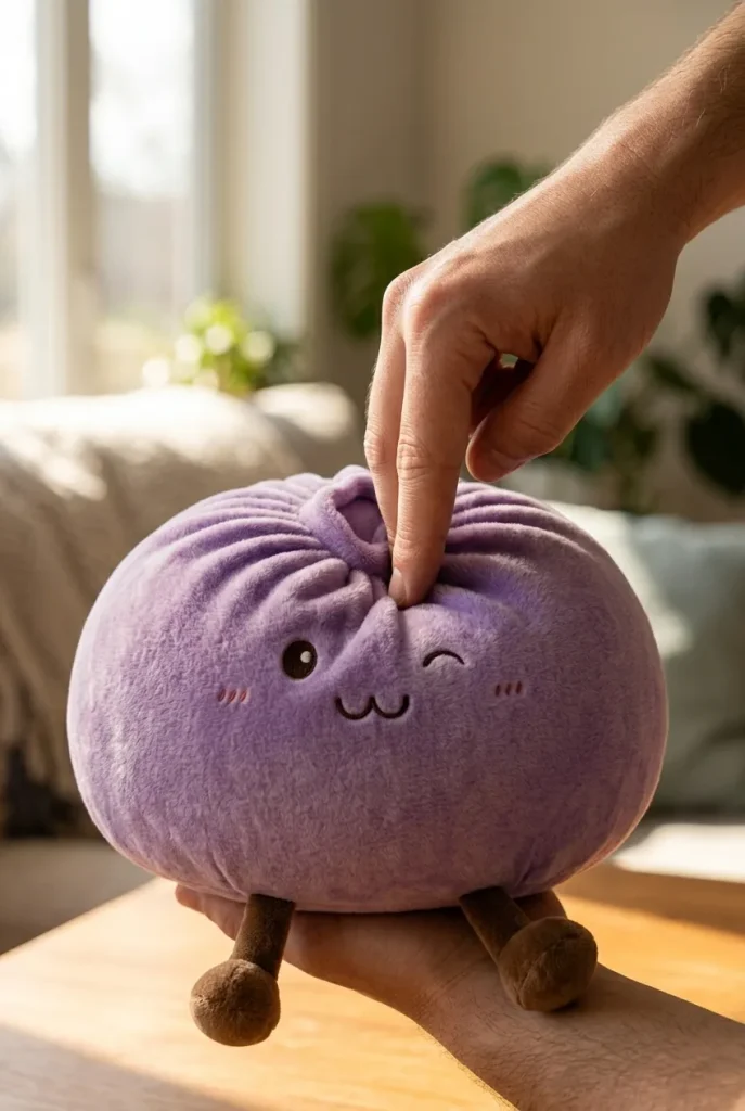 Giant Dumpling Squishy Fioletowy podczas ściskania