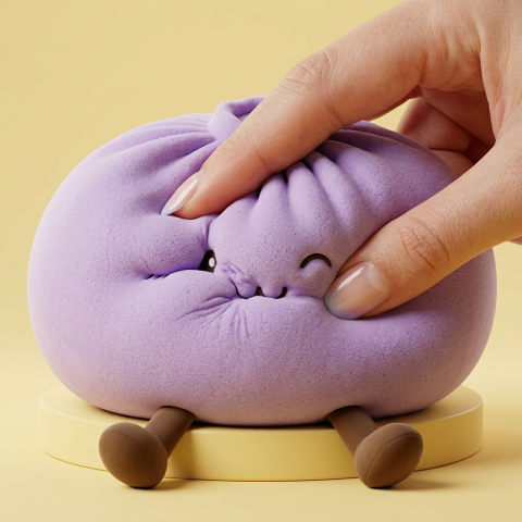 Giant Dumpling Squishy Fioletowy efekt slow-rise w akcji