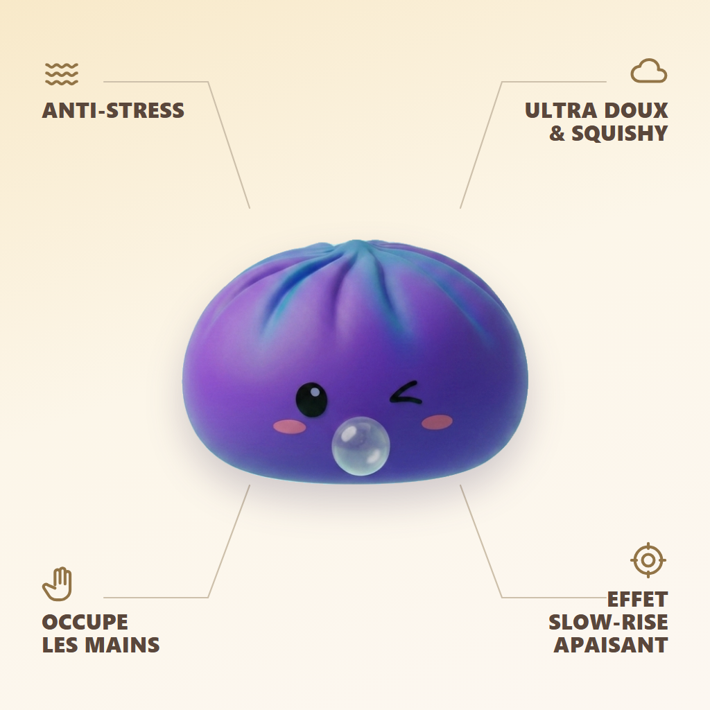 Dumpling Squishy Purple Rare Blow Fioletowy infografika: najważniejsze zalety