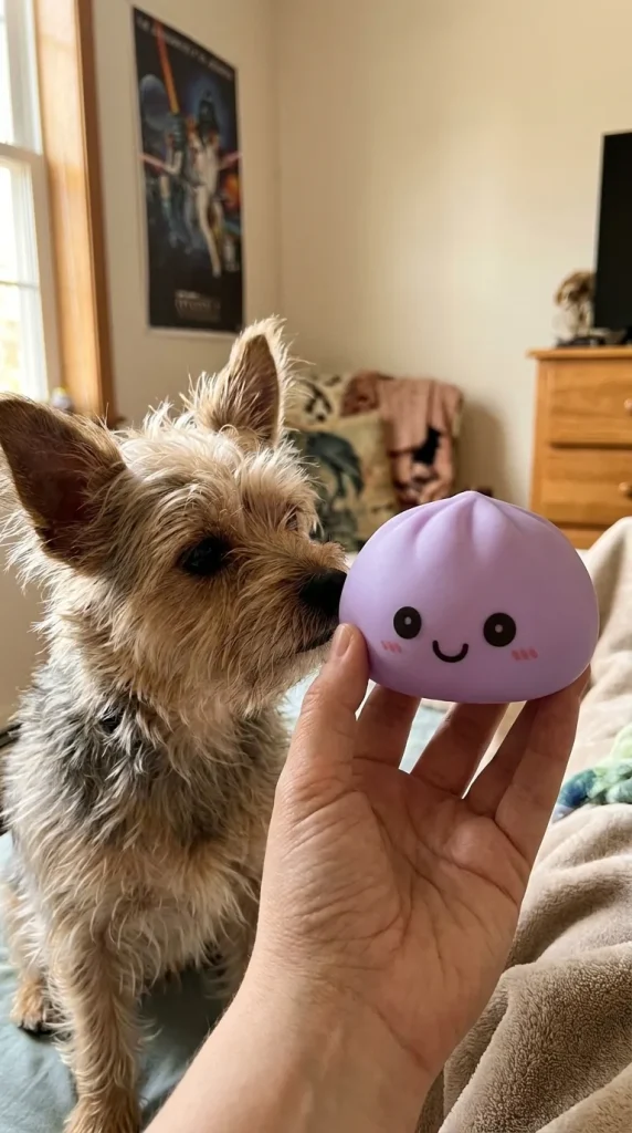 Dumpling Squishy Lampka Nocna Fioletowa z pluszakiem
