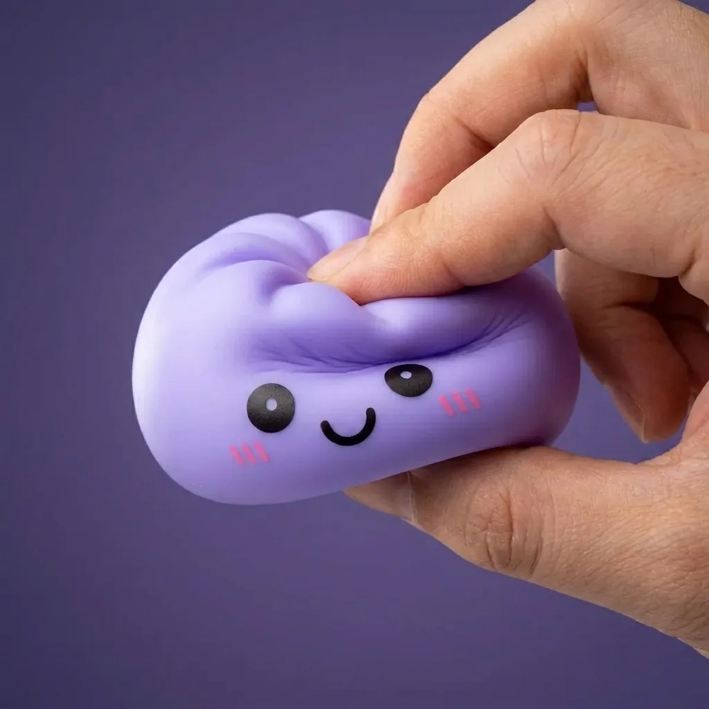 Dumpling Squishy Lampka Nocna Fioletowa podczas ściskania