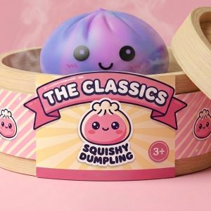 Squishy Dumpling Tie Dye Fioletowy Cukrowa Wata w bambusowym koszyku