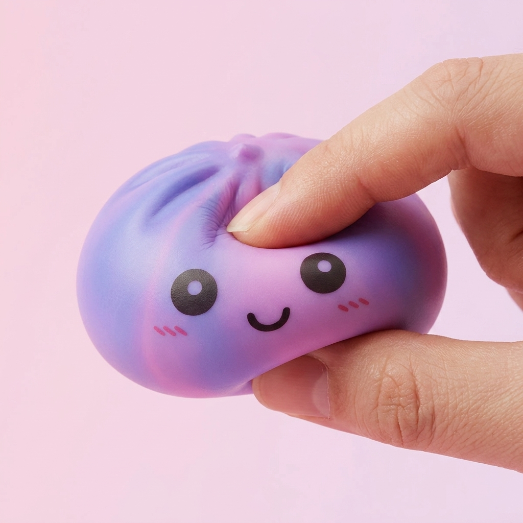 Squishy Dumpling Tie Dye Fioletowy Cukrowa Wata ściskany w dłoni