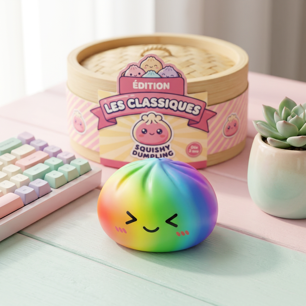 Rainbow Dumpling Squishy Tęczowy Kawaii w codziennej aranżacji