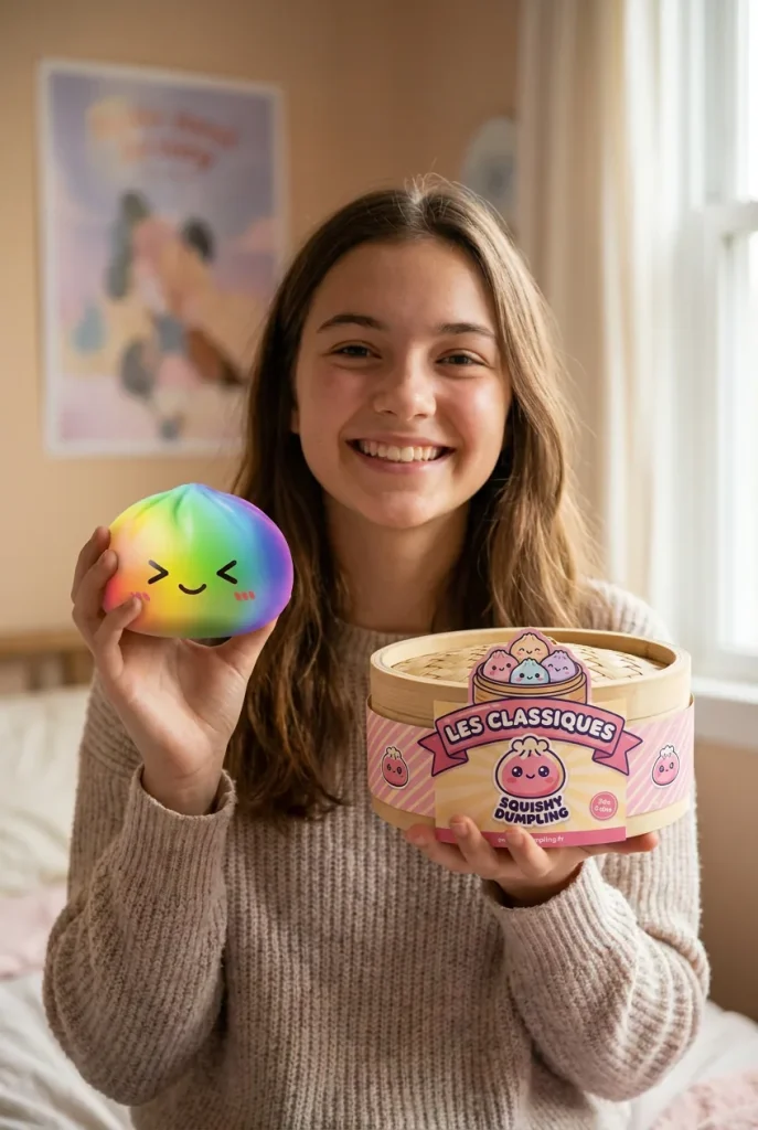 Rainbow Dumpling Squishy Tęczowy Kawaii z pudełkiem